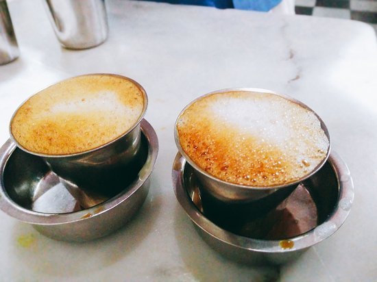 Traditional South Indian filter coffee served at Vidyarthi Bhavan Bengaluru