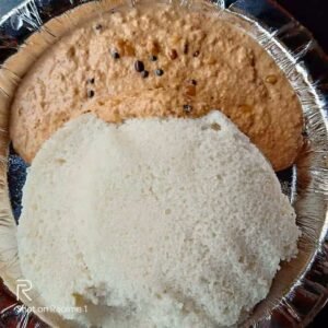 Lingaiah Tiffin Centre Mallepally shop board and idli with chutney plate
