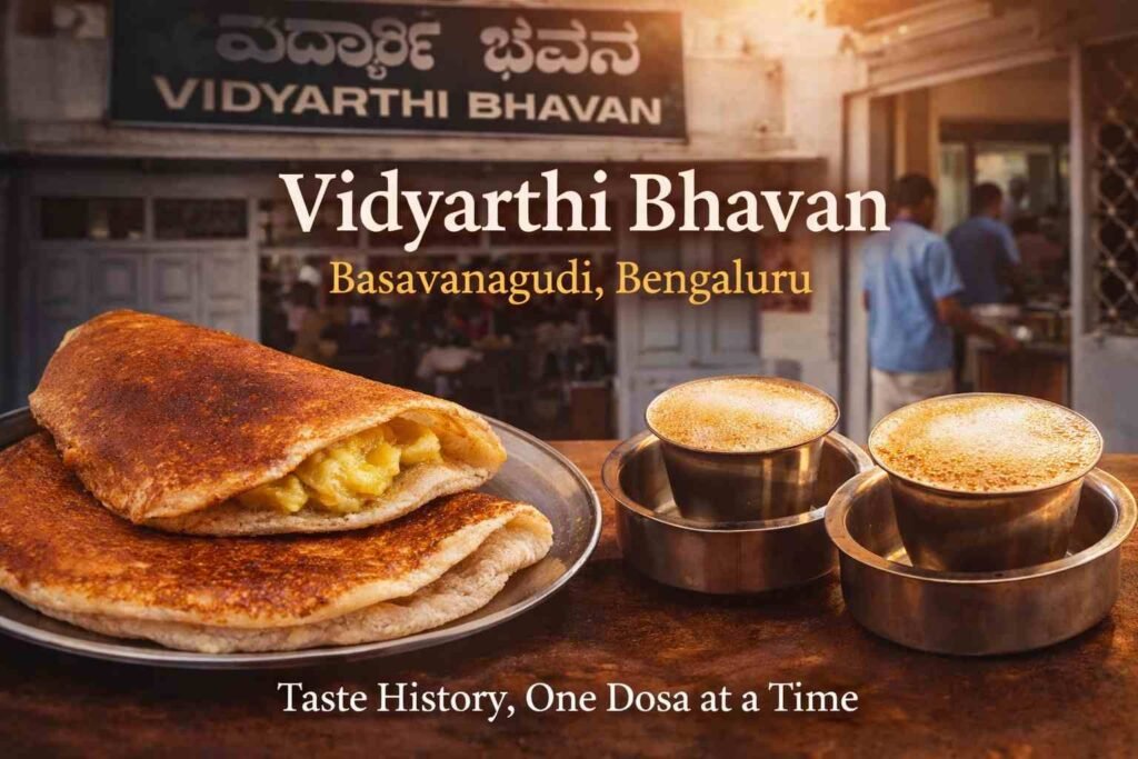 Vidyarthi Bhavan Basavanagudi Bengaluru featuring iconic ghee masala dosa and traditional filter coffee