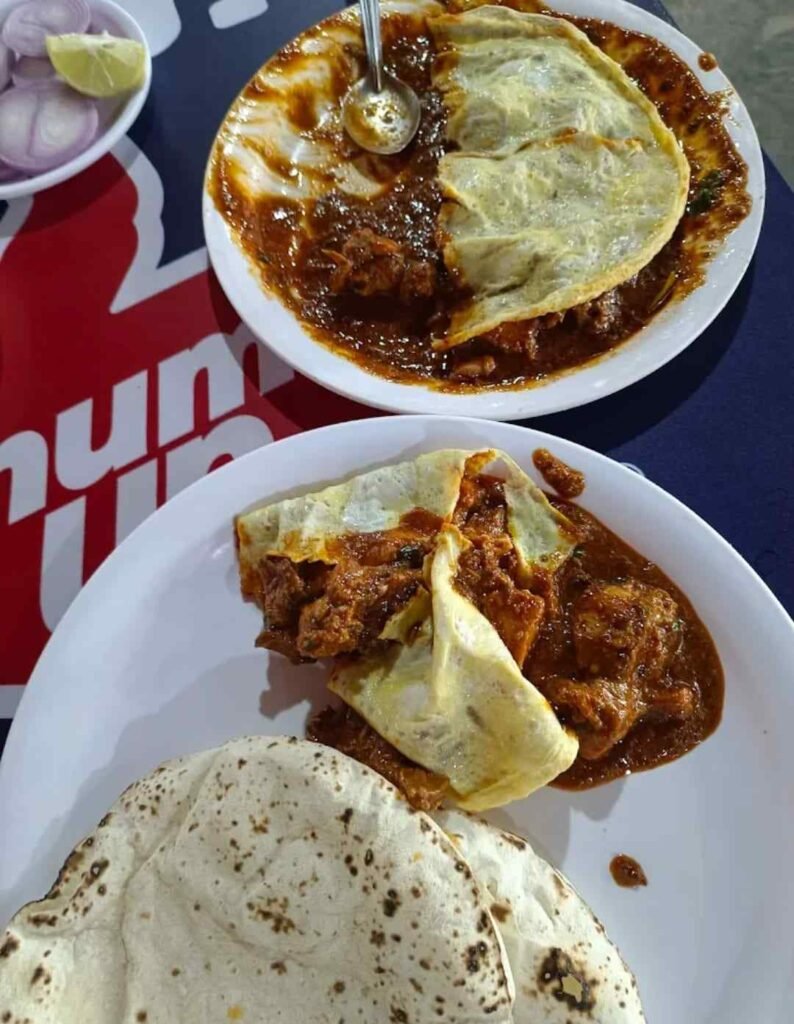 Famous Ramba Chicken curry served with roti at Orissa Dhaba Chityala