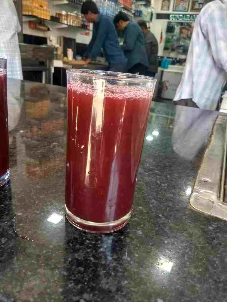 Fresh Nannari drink served at Sundaram Cool Drinks Hindupur