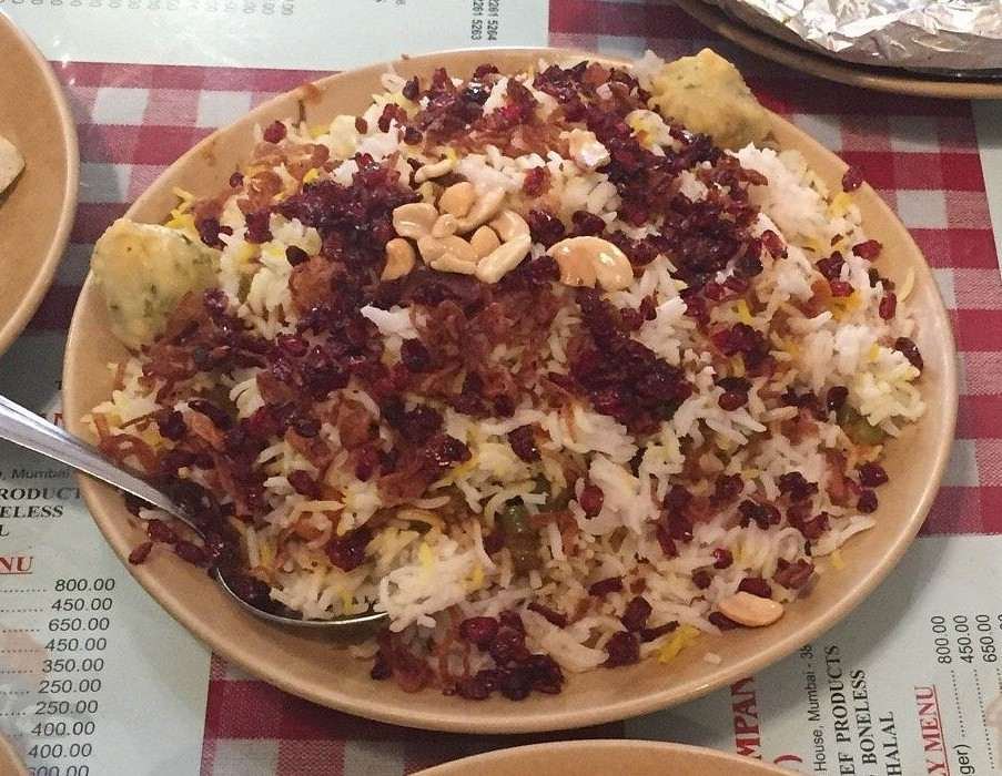 Berry pulao with rice, nuts and Iranian berries served at Britannia & Co Mumbai