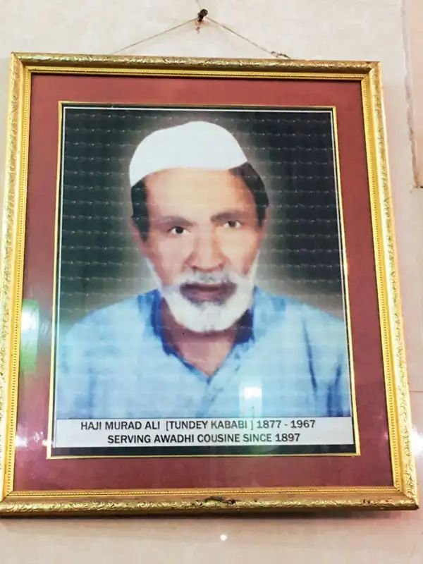 Haji Murad Ali Tunday Kababi founder portrait framed image Lucknow