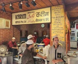Staff preparing food at Karim’s restaurant near Jama Masjid in Old Delhi, a historic Mughlai restaurant established in 1913.