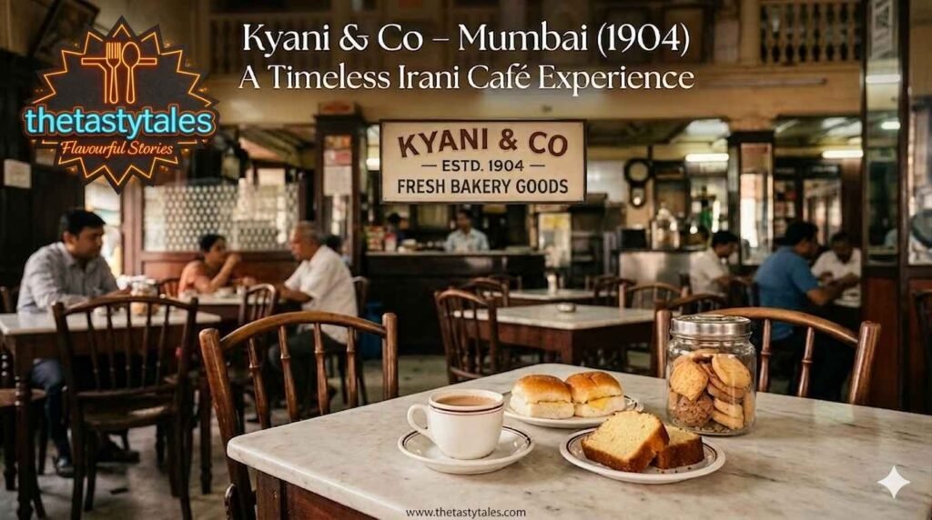 Kyani & Co Mumbai Irani cafe interior with chai bun maska and bakery items