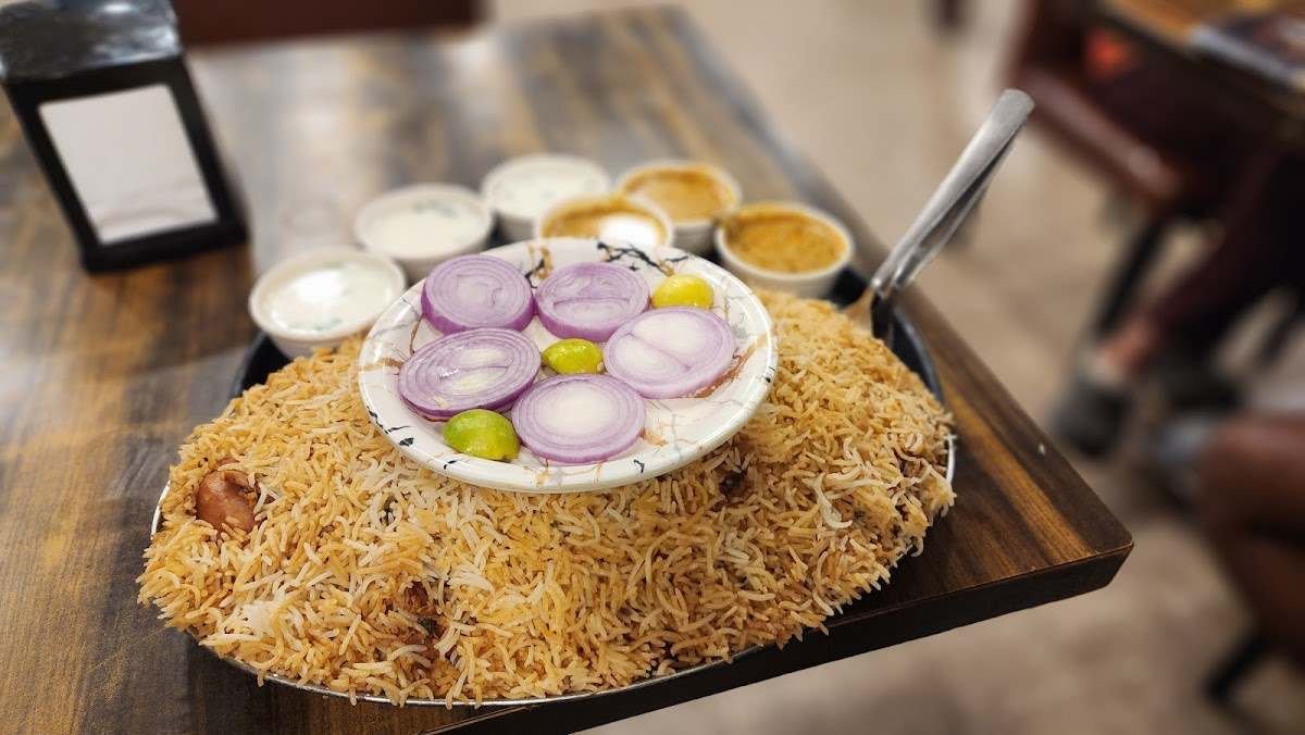 Bawarchi Restaurant Hyderabad chicken biryani with long grain basmati rice 