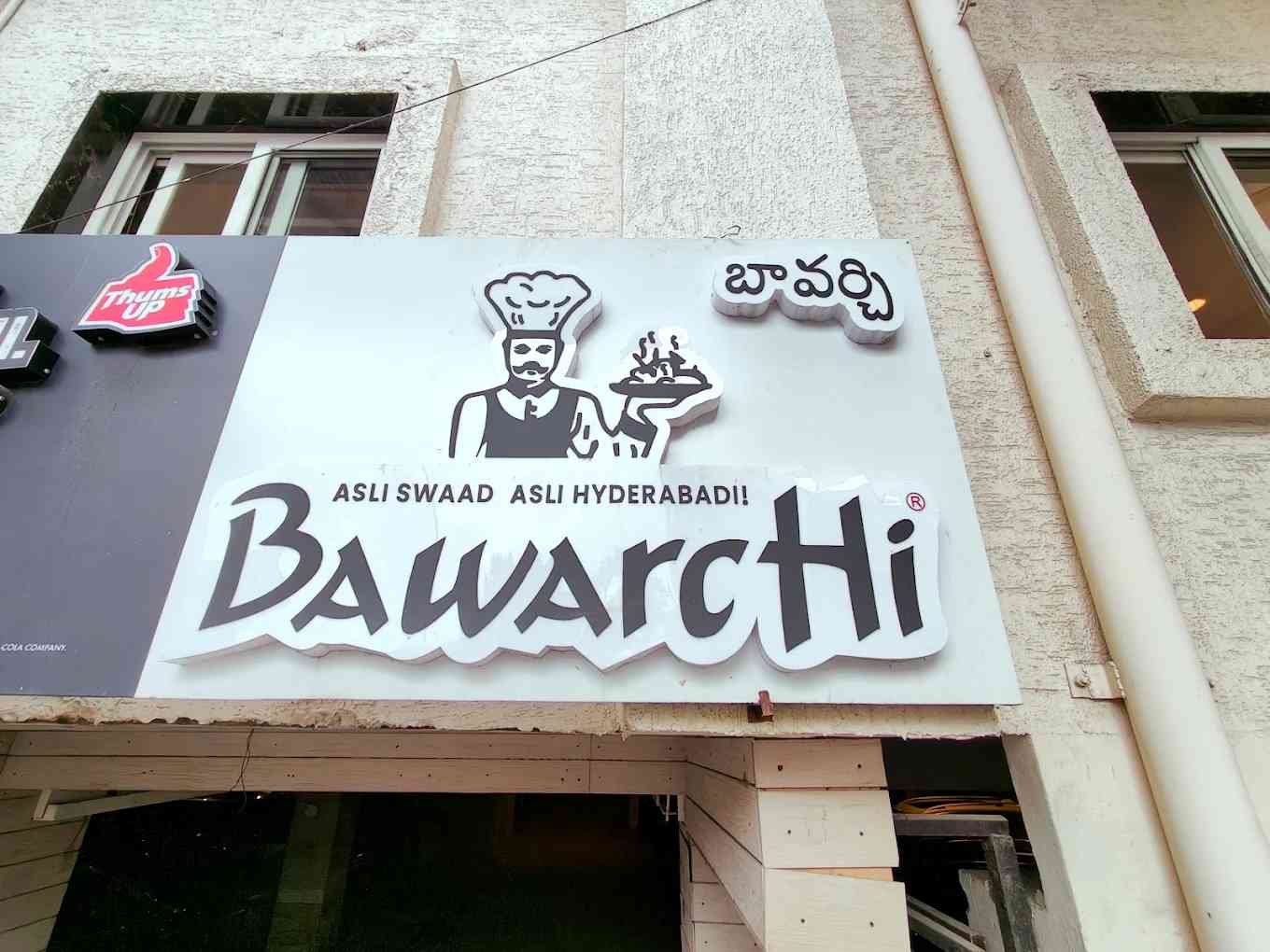 Bawarchi Hyderabad signboard with Asli Swaad Asli Hyderabadi tagline