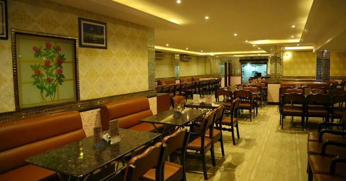 Cafe Bahar restaurant interior dining area with seating arrangement in Hyderabad