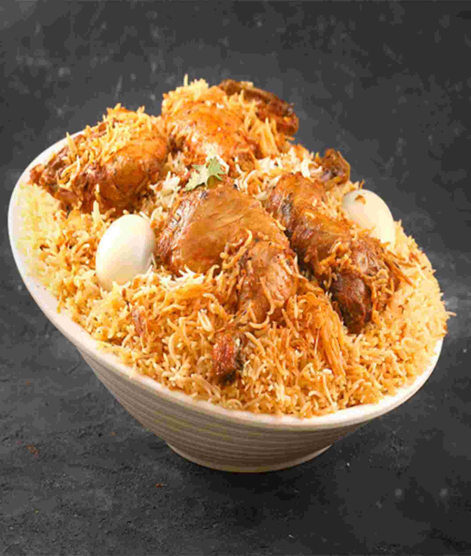 Hyderabadi chicken biryani at Cafe Bahar with flavorful rice and tender chicken pieces