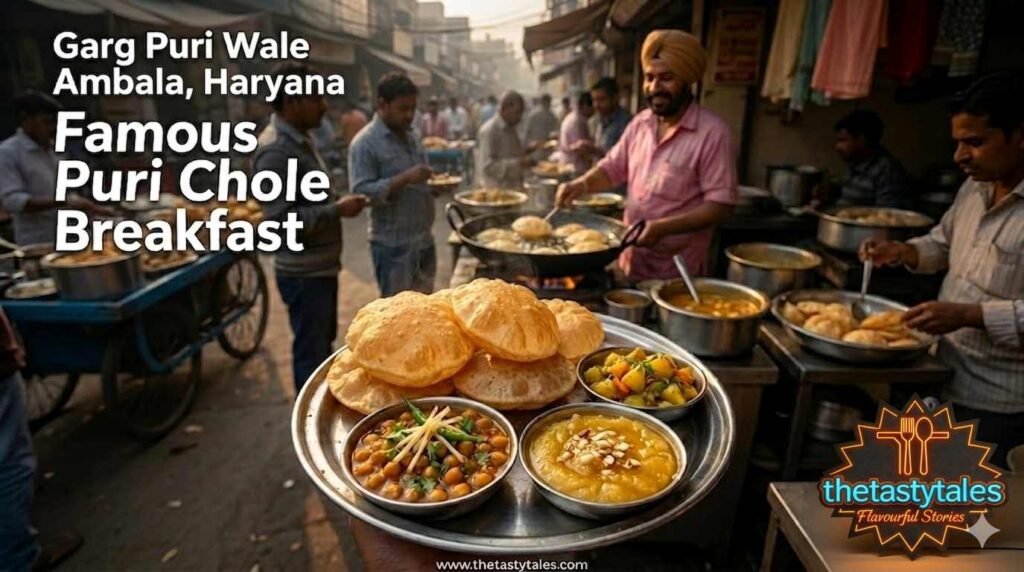 Garg Puri Wale Ambala puri chole breakfast street food with fresh puris and chole