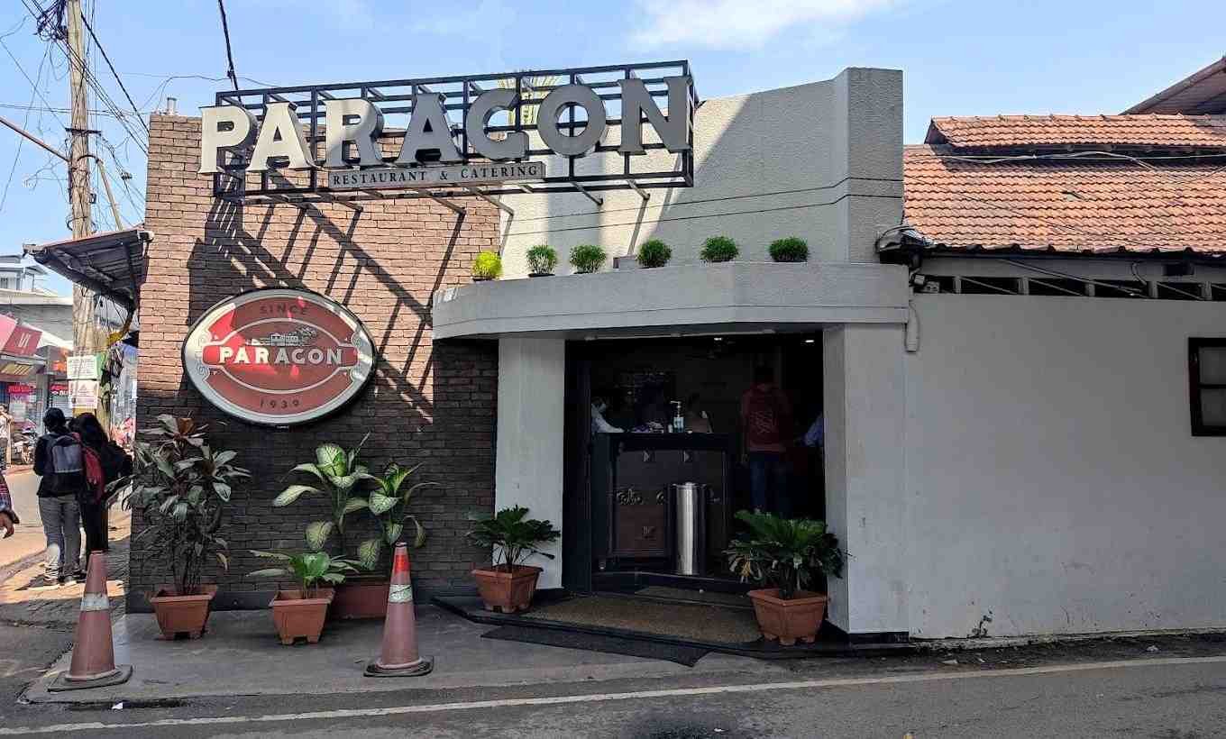 Paragon Restaurant exterior view in Kozhikode Kerala with entrance and signage