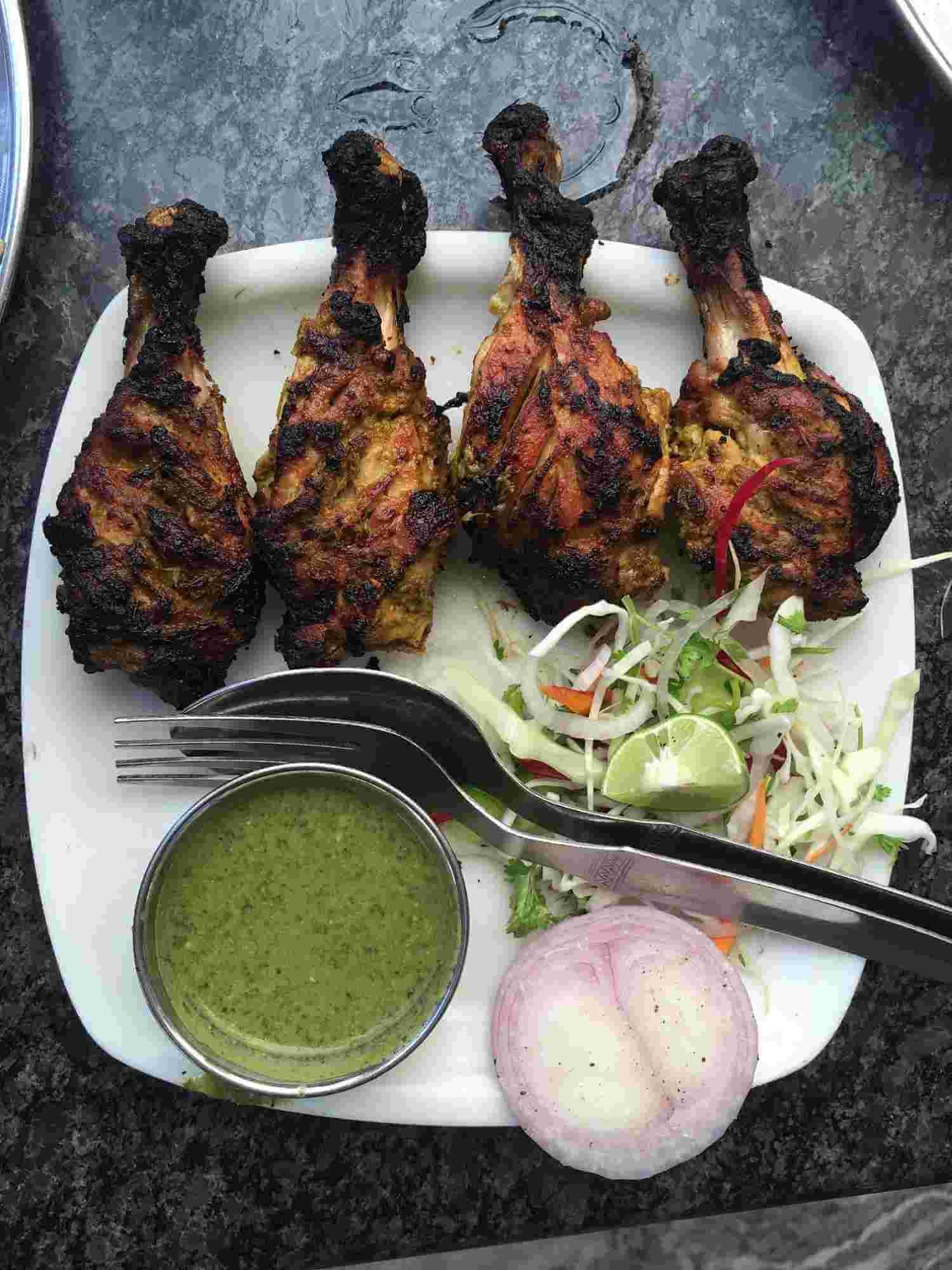 Bawarchi Restaurant Hyderabad tangdi kebab grilled chicken legs with green chutney