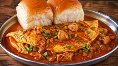 Goan ros omelette served with pav bread spicy gravy street food Goa