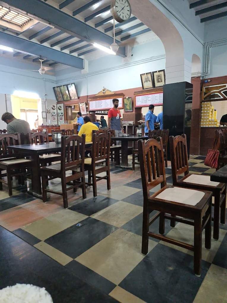 Vintage dining hall interior of Udupi Sri Krishna Bhavan Balepet Bengaluru
