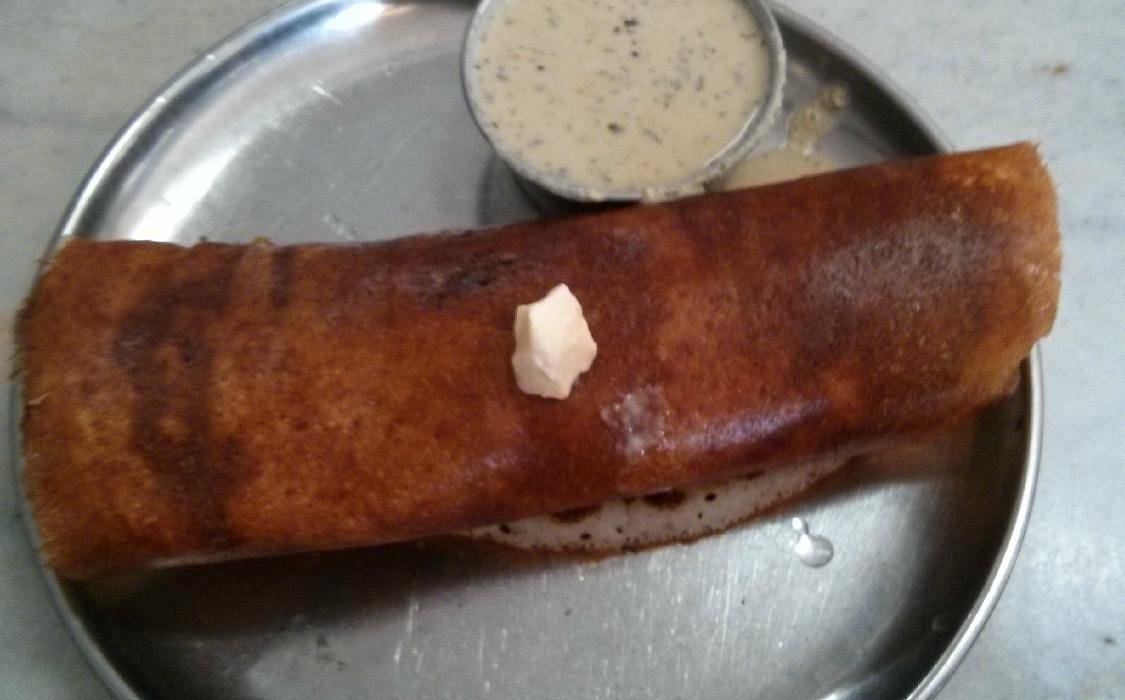 Crispy ghee masala dosa served with chutney at Maha Lakshmi Tiffin Room Bangalore