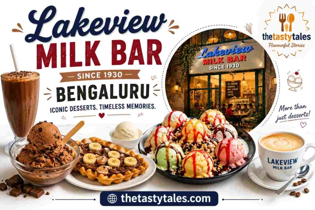 Lakeview Milkbar Bengaluru featured image showcasing iconic desserts, milkshakes, sundaes, waffles, and the heritage dessert destination on MG Road